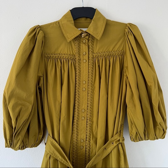 🛑 SOLD 🛑 AJE Casablanca Puff Sleeve Shirt Dress Olive • Size 4 • RRP $495 - Picture 7 of 14